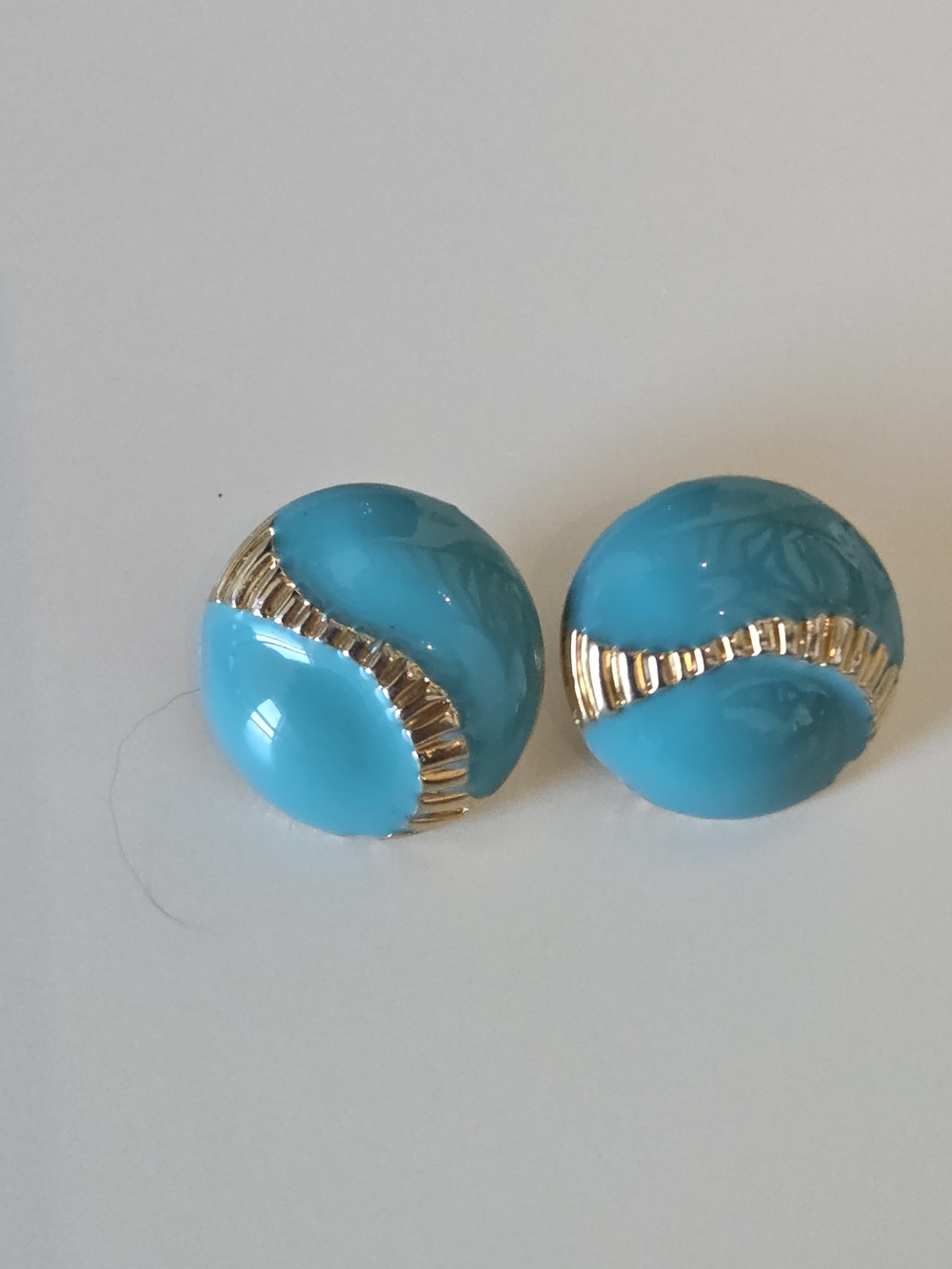 Turquoise Blue Dome Clip-On Earrings - Unbranded